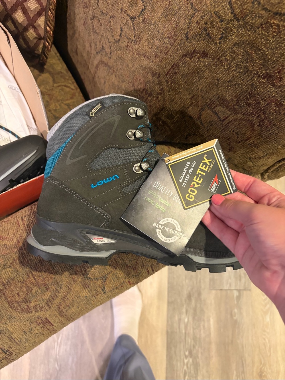 Lowa Women's Black and Teal Hiking Boots Gore-Tex